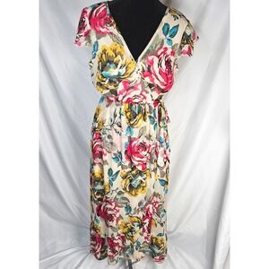 Women's Band of Gypsies Floral Maxi‎ Dress V Neck Sleeveless Summer Flowy Size S